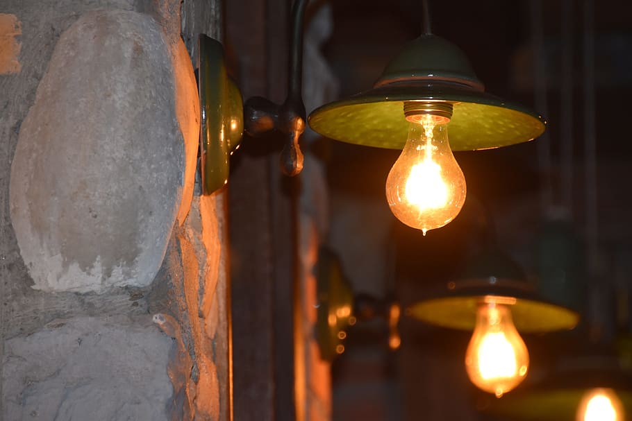 light, old cellar, mood, atmosphere, stones, light bulb, lighting equipment HD wallpaper