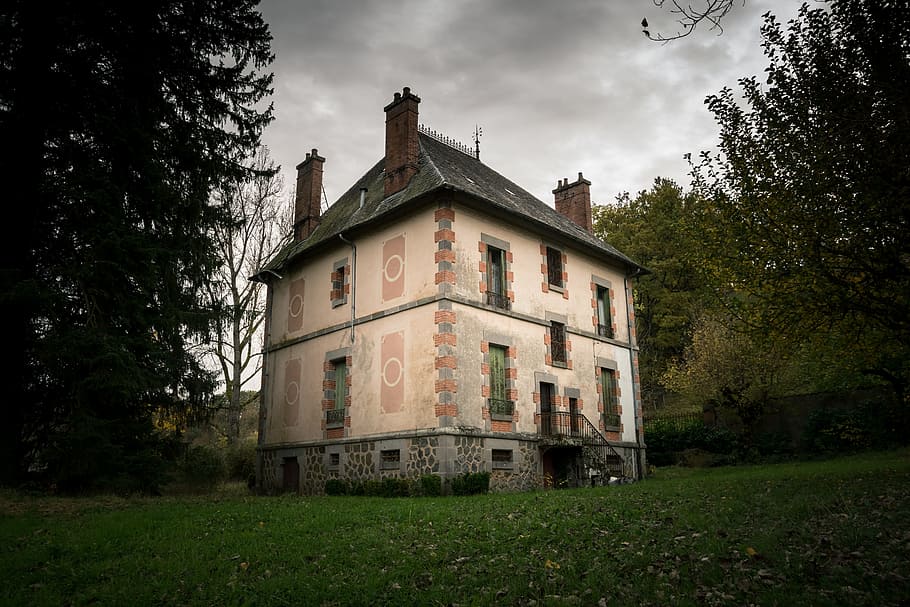 house, former, urbex, facade, architecture, roofs, old house HD wallpaper