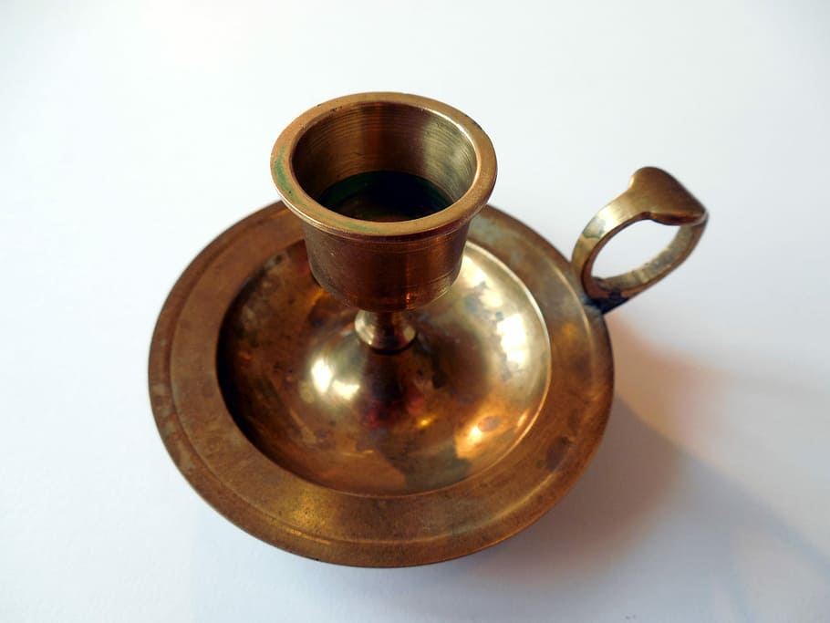 Candlestick, Brass, Metal, Old, coffee - drink, food and drink HD wallpaper