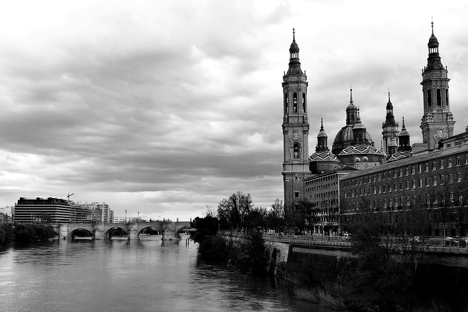 Saragossa, City, Spain, architecture, building exterior, cloud - sky HD wallpaper