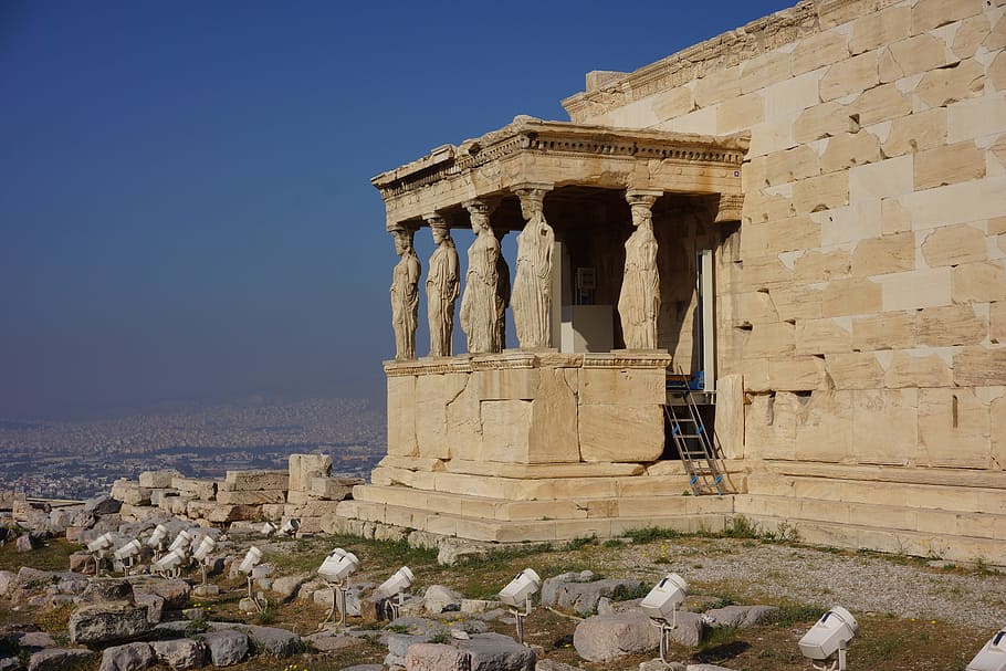brown concrete building, Athens, Acropolis, Greece, old ruin HD wallpaper