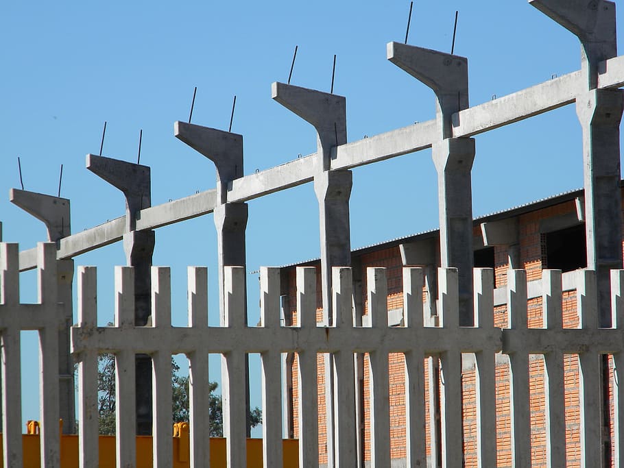 under construction, concrete, unfinished, build, sky, fence HD wallpaper