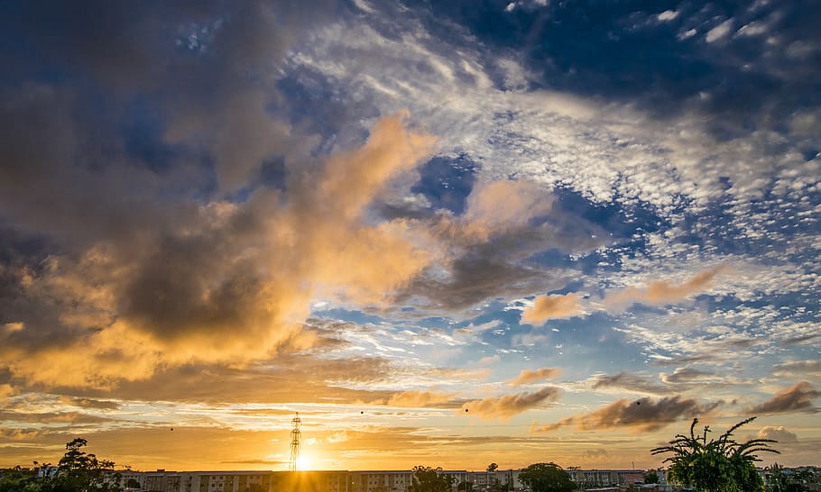 macaé, sky, blue, cloud - sky, sunset, tranquility, dramatic sky HD wallpaper