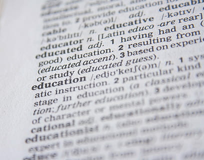 white book page with education text overlay, dictionary, word HD wallpaper