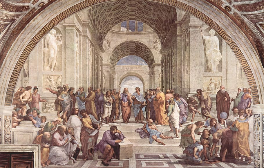 historical painting, art school of athens, raphaël, italian painter