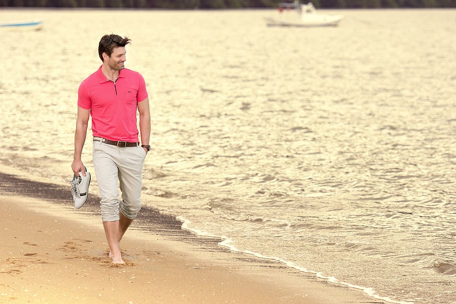 sand, beach, mar, costa, ocean, one person, full length, water HD wallpaper