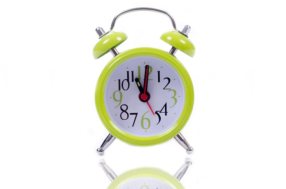 bell alarm clock time ah 11 o'clock, at 11, watch, green, sleep