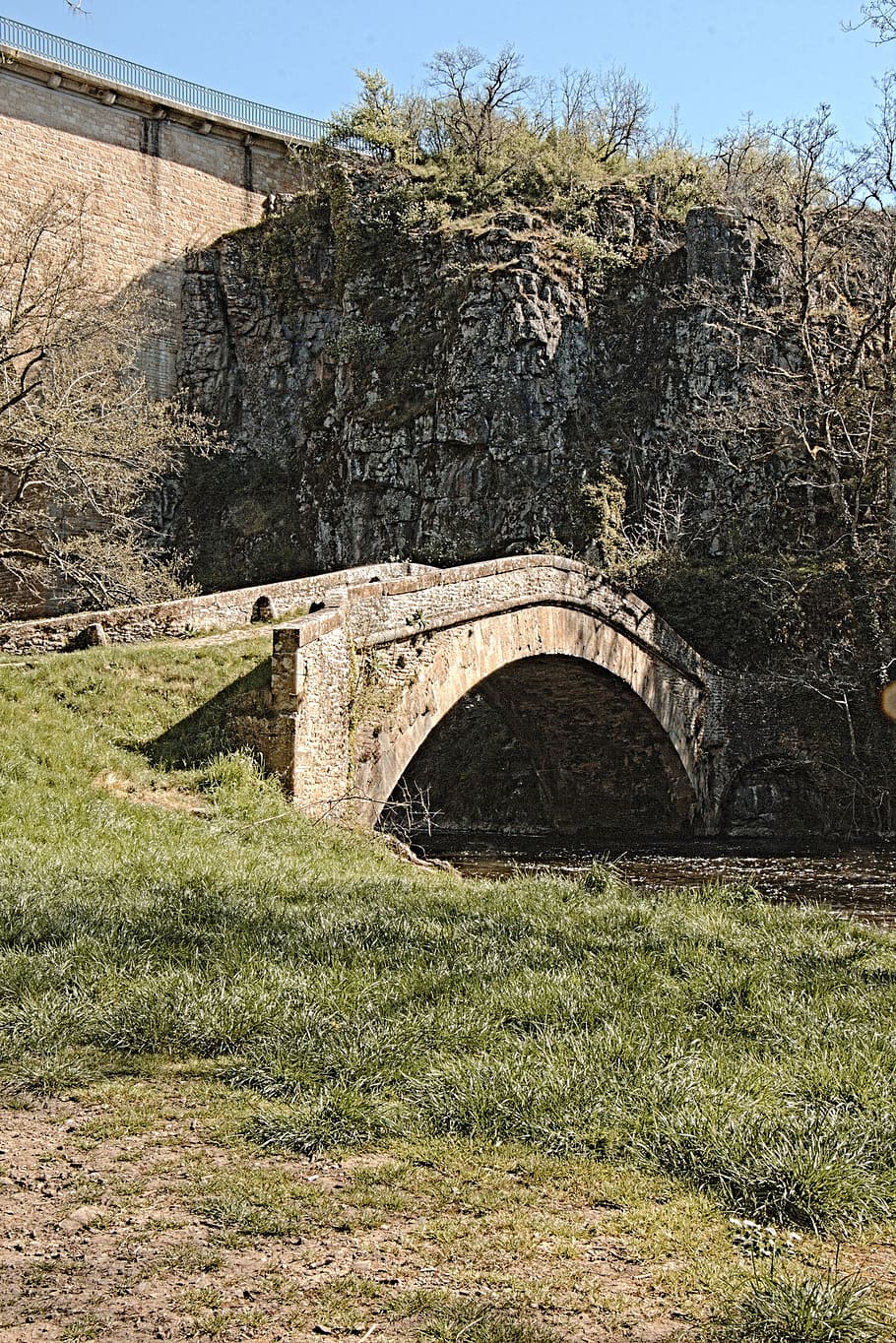 old bridge, river, cure, bridges, stone-perthuis, burgundy HD wallpaper
