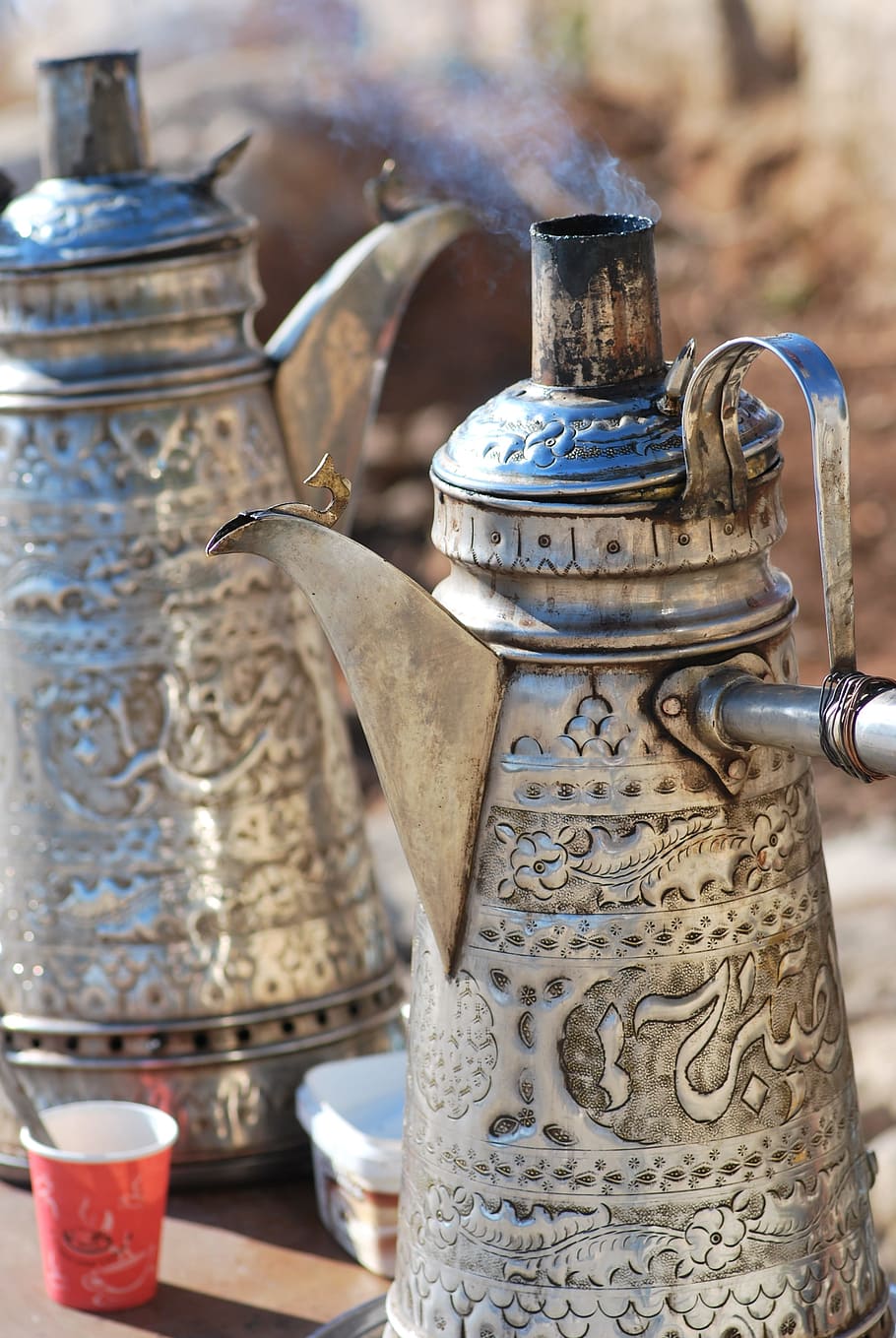 arabia, coffee, coffeepot, metal, no people, container, focus on foreground HD wallpaper