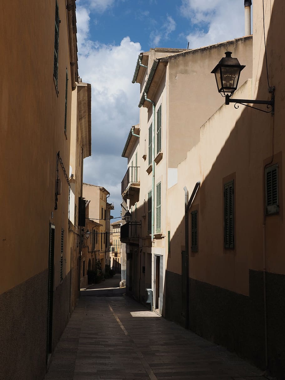 alley, road, alcúdia, mallorca, street, italy, architecture, HD wallpaper