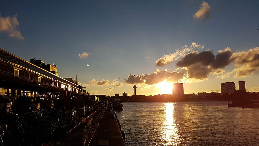 rotterdam, sunset, holidays, architecture, cityscape, travel HD wallpaper