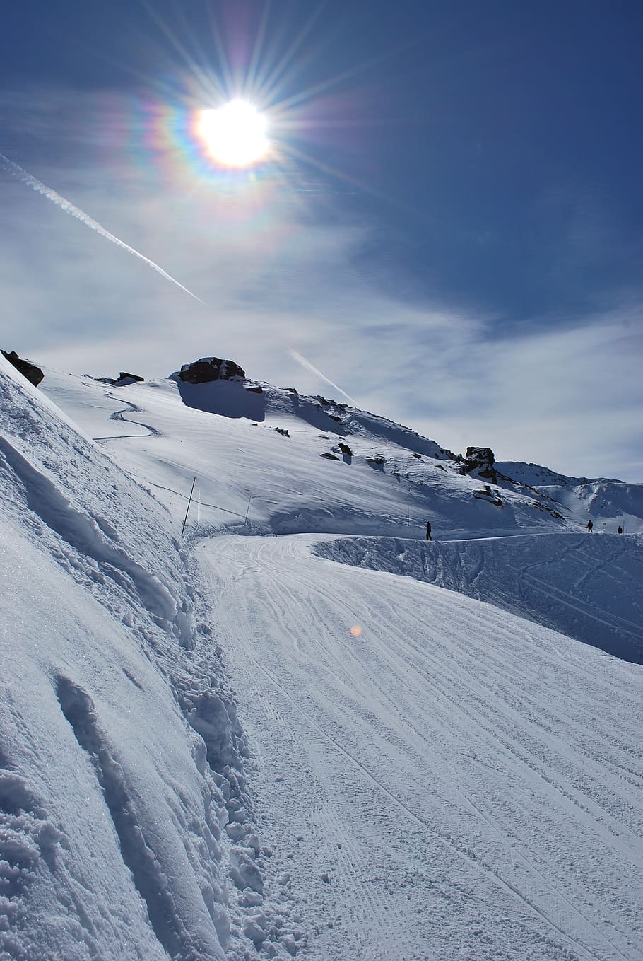 skiing, alps, snow, cold temperature, winter, sun, sky, sunlight HD wallpaper