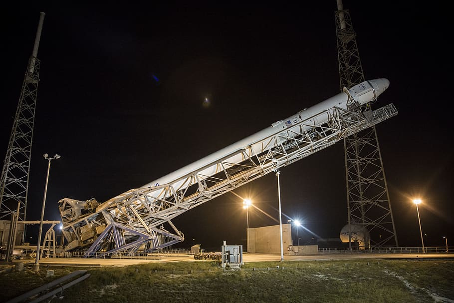 rocket, flight, spacex, night, illuminated, sky, no people HD wallpaper