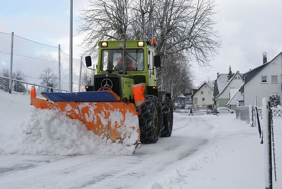 winter, snow, cold, weather, blizzard, snow plough, cold temperature HD wallpaper