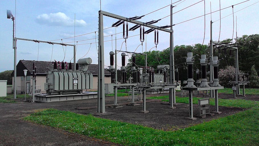 current, line, substation, power line, electricity, current conducting HD wallpaper