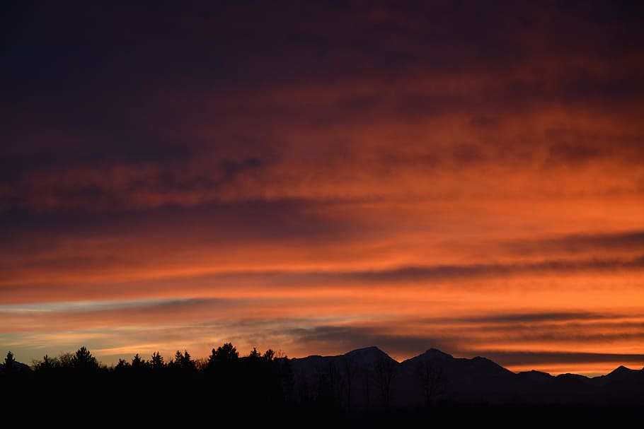 evening sun, sunset, dusk, evening sky, clouds, abendstimmung HD wallpaper