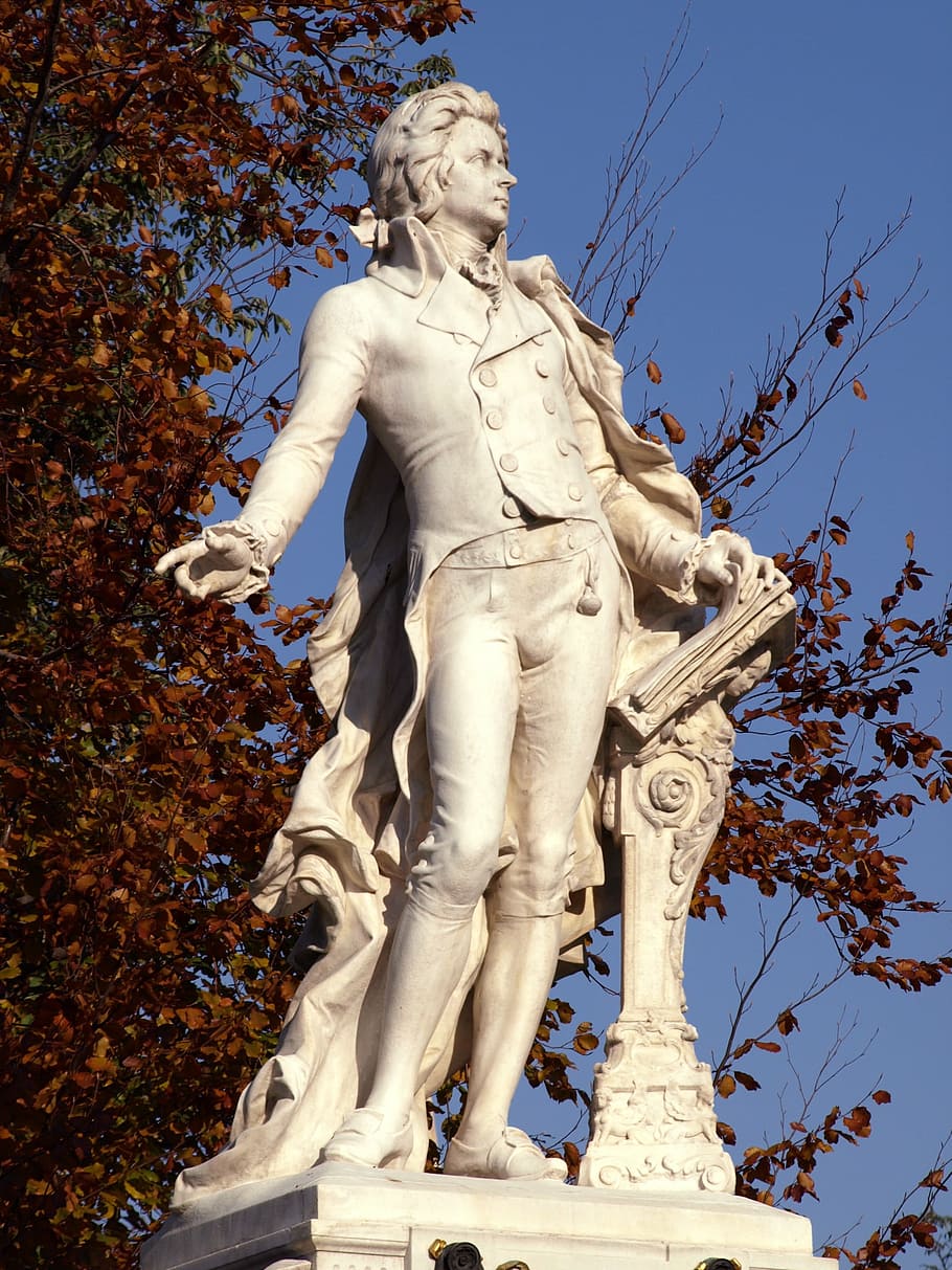 Hd Wallpaper Man Statue Outdoor Vienna Monument Mozart Sculpture Places Of Interest Wallpaper Flare