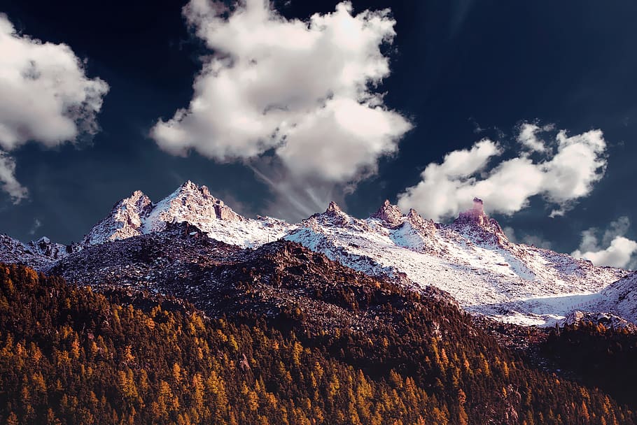brown and snow-capped mountains, sky, landscape, hill, rock HD wallpaper