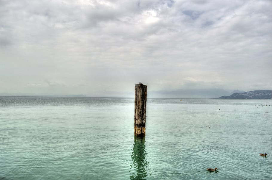 column, water, landscape, nature, lake, beach, summer, sky HD wallpaper
