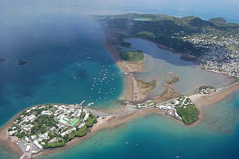 Mayotte, Dzaoudzi, Archipelago, aerial view, sea, no people HD wallpaper