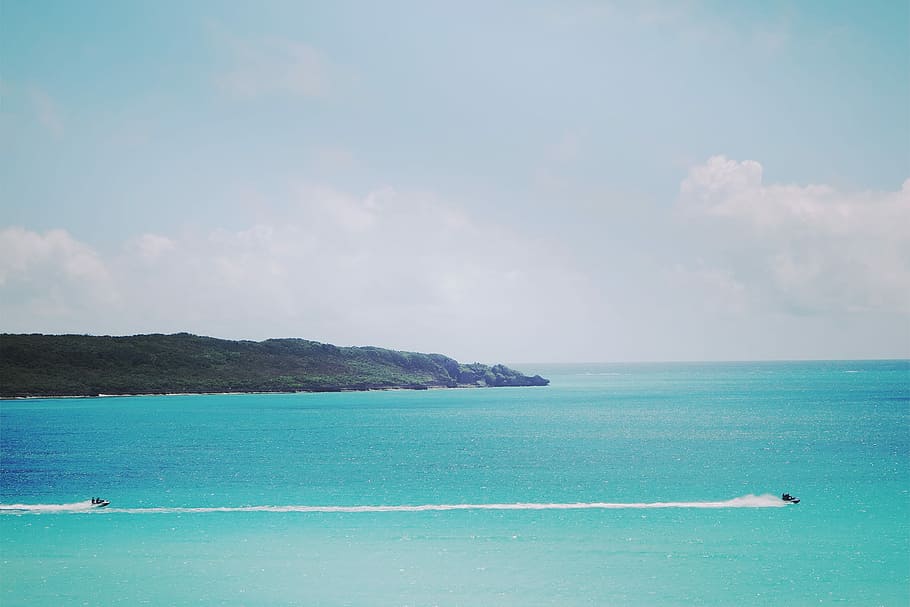 sea shore photo, blue, nature, summer, beach, sky, scenics, water HD wallpaper