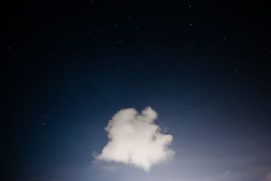 cloud at sky, blue sky, white cloud, at night, evening, cloudscape HD wallpaper