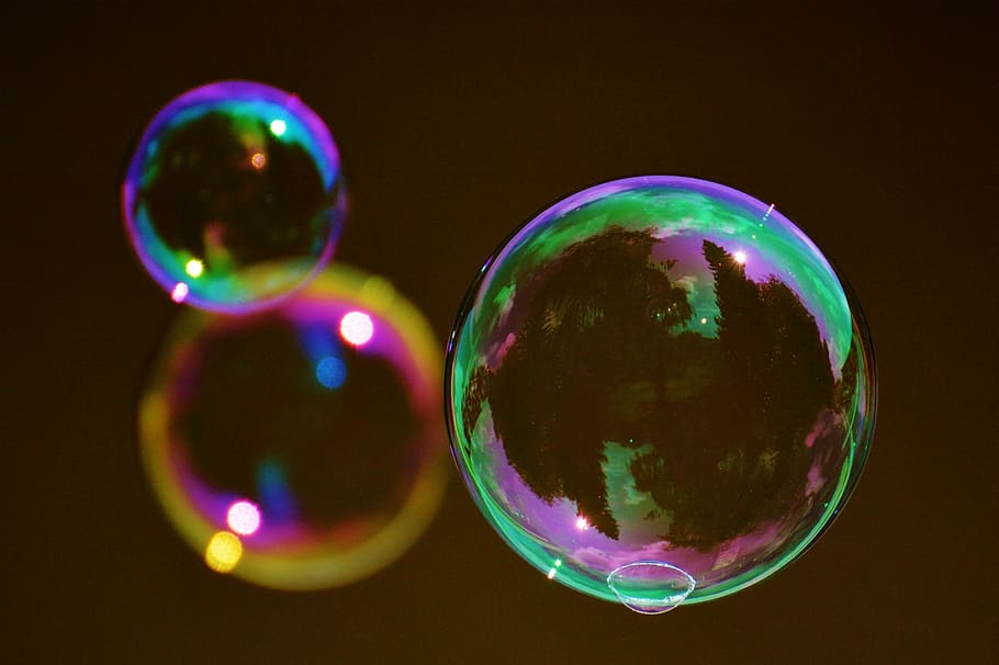 green bubble, soap bubble, colorful, ball, soapy water, make soap bubbles, HD wallpaper
