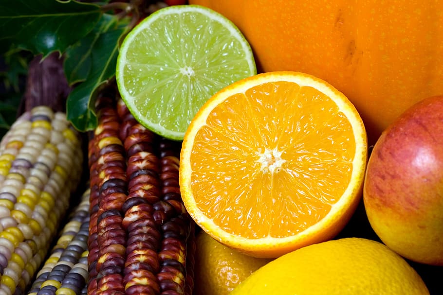 fruit, orange, lime, apple, pumpkin, ripe, corn, food, food and drink HD wallpaper