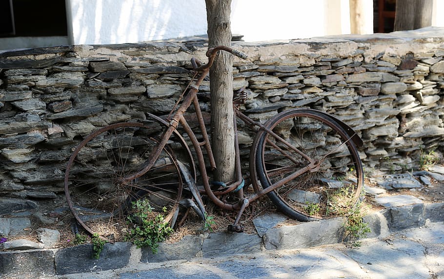 bicycle, abandoned, radios, rusty, handlebar, impaired, chuck HD wallpaper