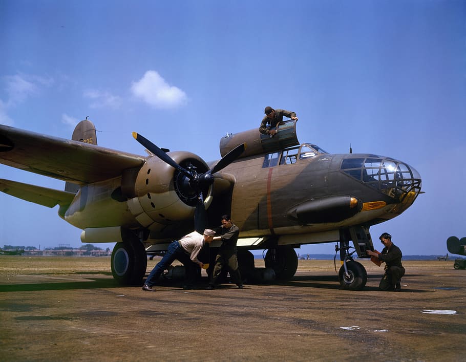 photography of brown plane on plane station, Battle, Bomber, Aircraft