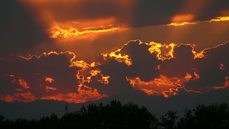 sunset, panoramic, nature, sky, beauty in nature, mountain HD wallpaper