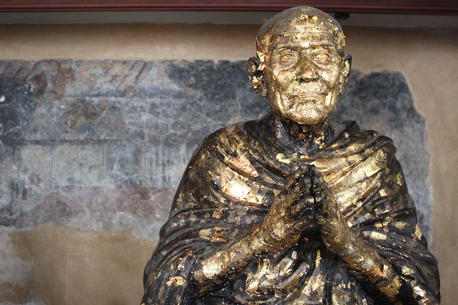 gold, buddha, statue, face, golden buddha, asia, buddhism, sculpture HD wallpaper