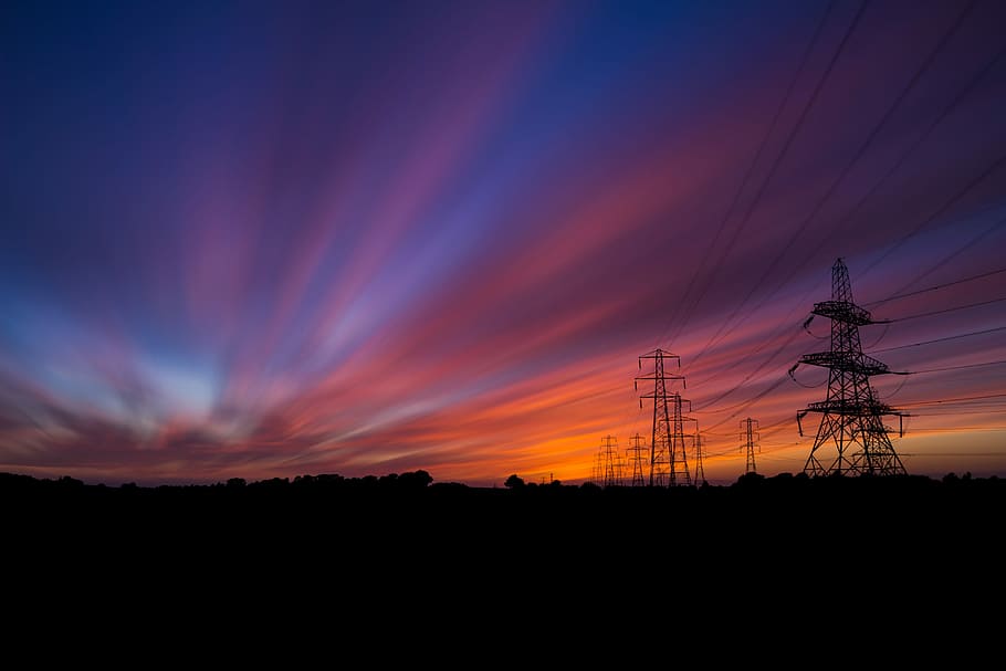 aurora borealis, time lapse photography of clouds, sky, pylon, HD wallpaper