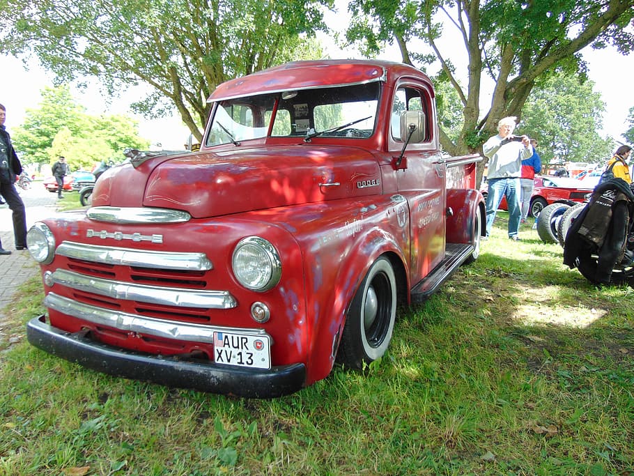Oldtimer, Classic, Hotrod, red, car, day, outdoors, old-fashioned HD wallpaper