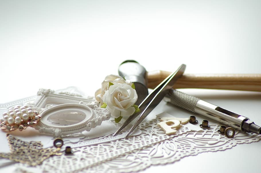 handcraft, scrapbooking, white, background, jewelry, wedding HD wallpaper