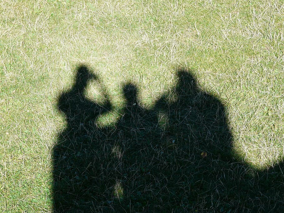 shadow play, silhouettes, profile, personal, human, light, grass HD wallpaper