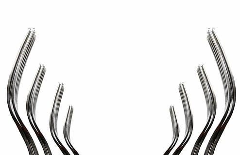 eight silver forks, utensils, kitchen, food, restaurant, knife HD wallpaper