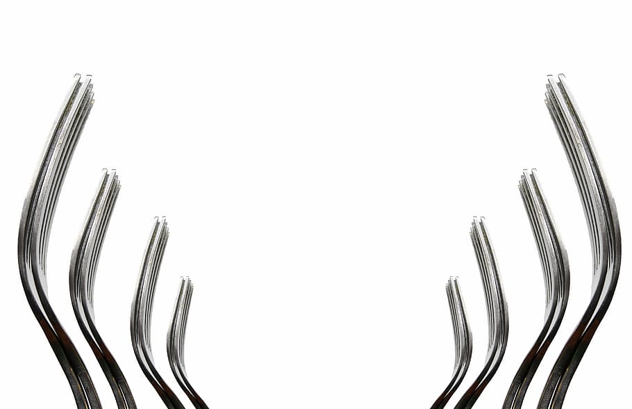 eight silver forks, utensils, kitchen, food, restaurant, knife HD wallpaper