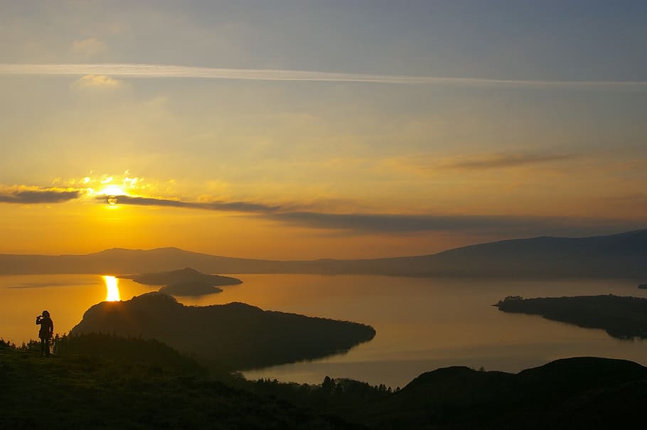Loch, Islands, Sunset, Scotland, landscape, lake, water, uk