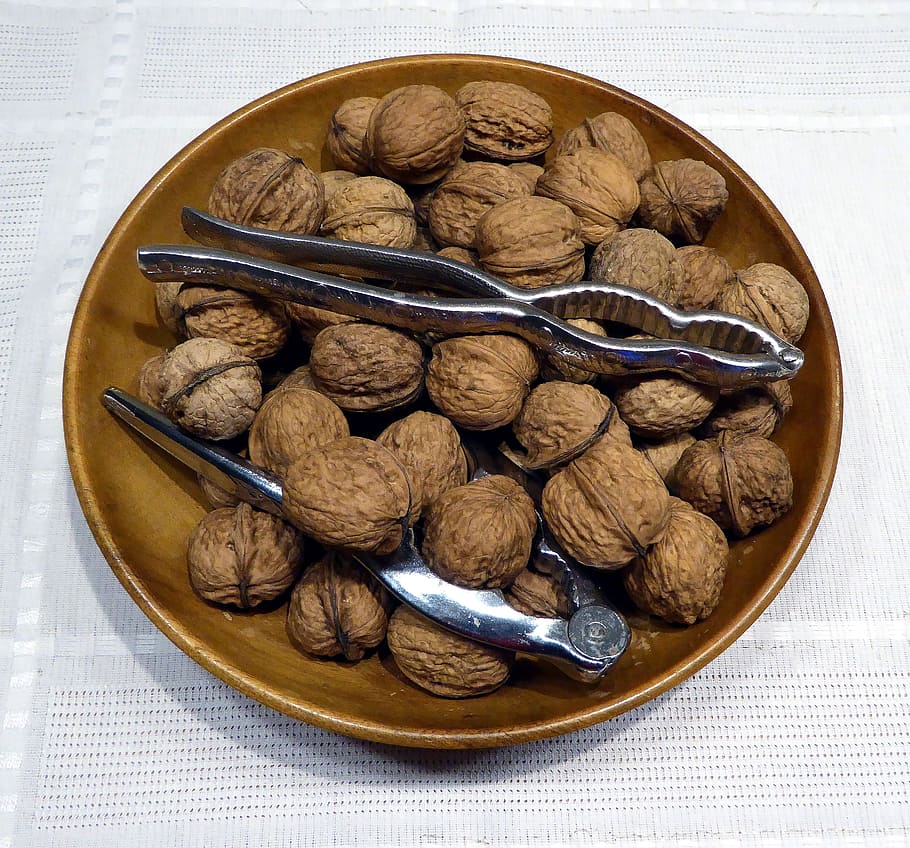Nuts, Walnuts, Food, Brown, Healthy, nutcracker, fruit bowl HD wallpaper
