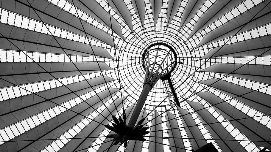 grayscale photography of building, architecture design, structure HD wallpaper