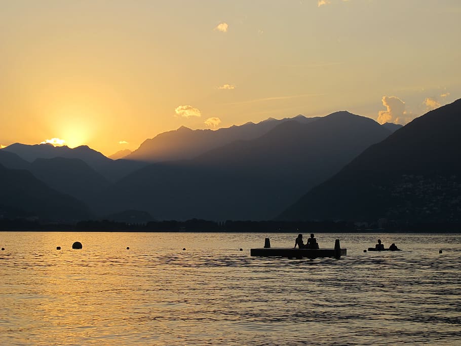 Sunset, Lake, Romance, abendstimmung, nature, nautical Vessel HD wallpaper