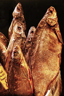 fish, cod, dried, dörr fish, dried fish, food, sales stand HD wallpaper