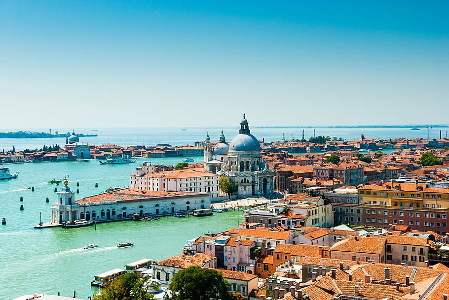 aerial photography of beach shore during daytime, venice, the sun HD wallpaper