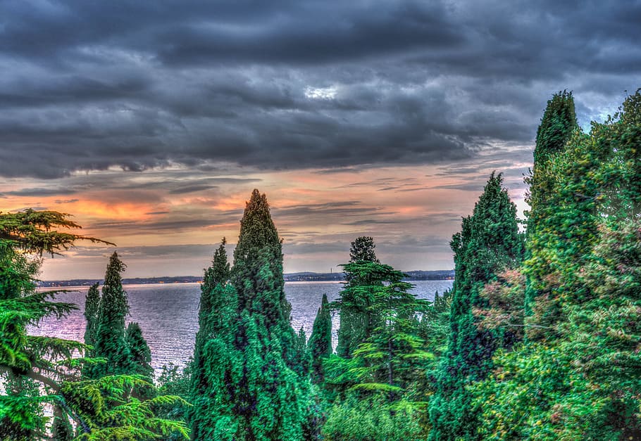 Lake Garda, Sirmione, Italy, Sunrise, travel, tourism, europe, HD wallpaper