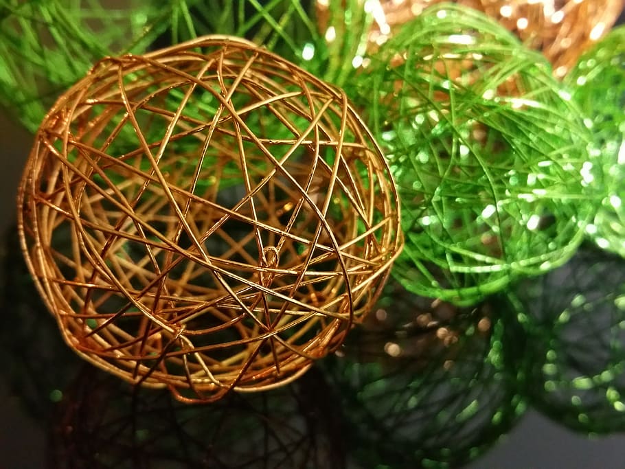 ball, wire, green, orange, decoration, background, wire mesh HD wallpaper