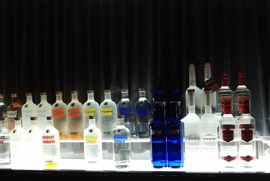 beverage bottle lot, bar, vodka, alcohol, drinks, cocktail, container, HD wallpaper