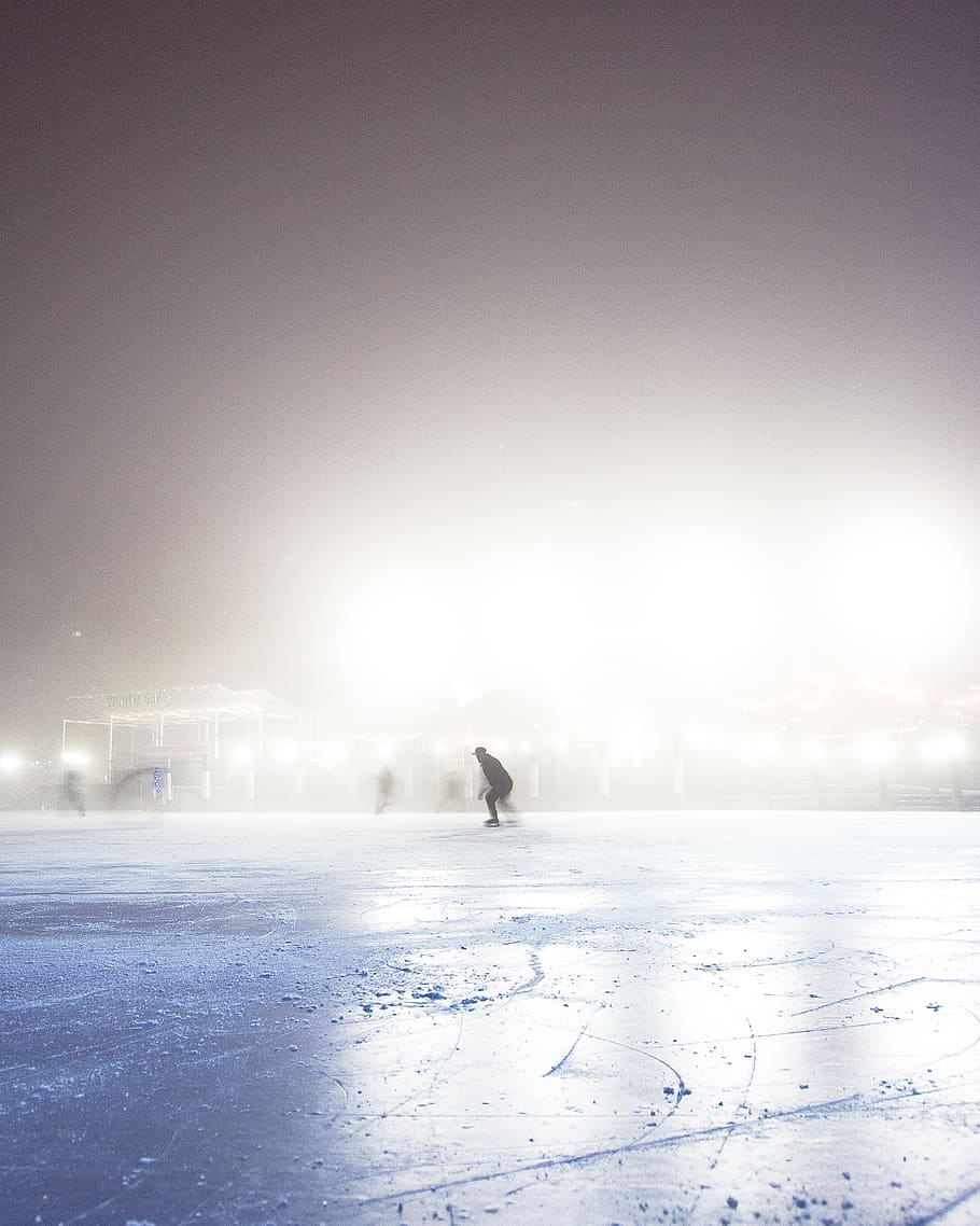 people, cold, ice, weather, skate, sport, hobby, fog, white, HD wallpaper