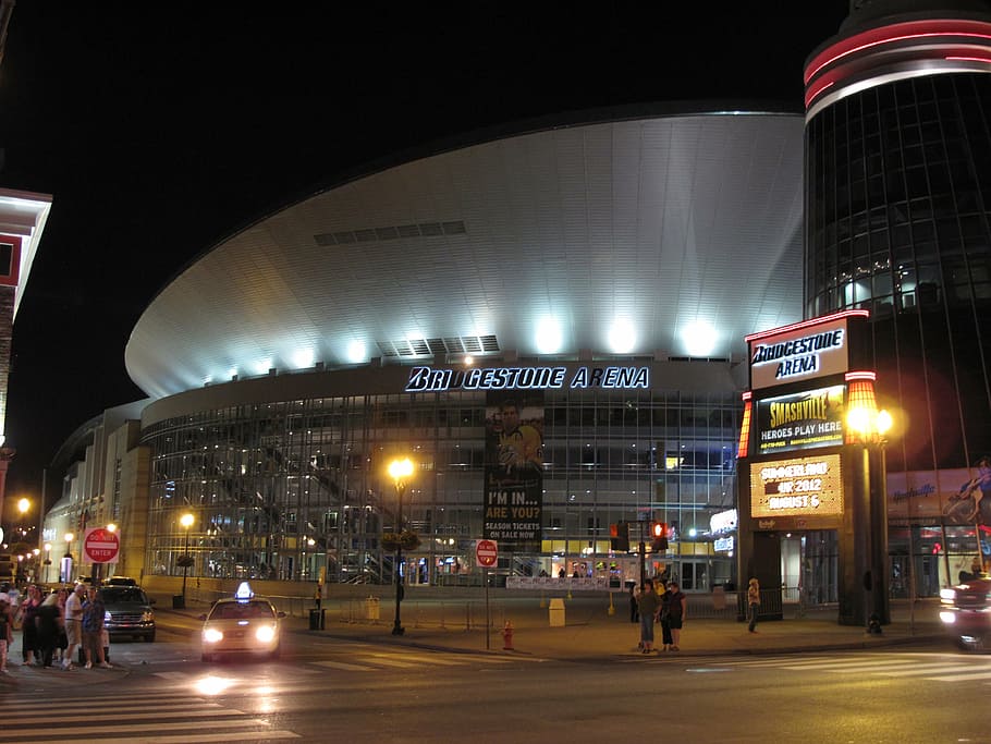 arena, nashville, tennesse, night, illuminated, architecture, HD wallpaper