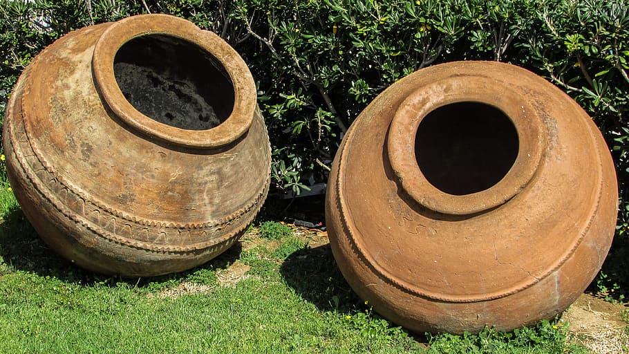 clay jars, containers, ceramic, traditional, decoration, cyprus HD wallpaper